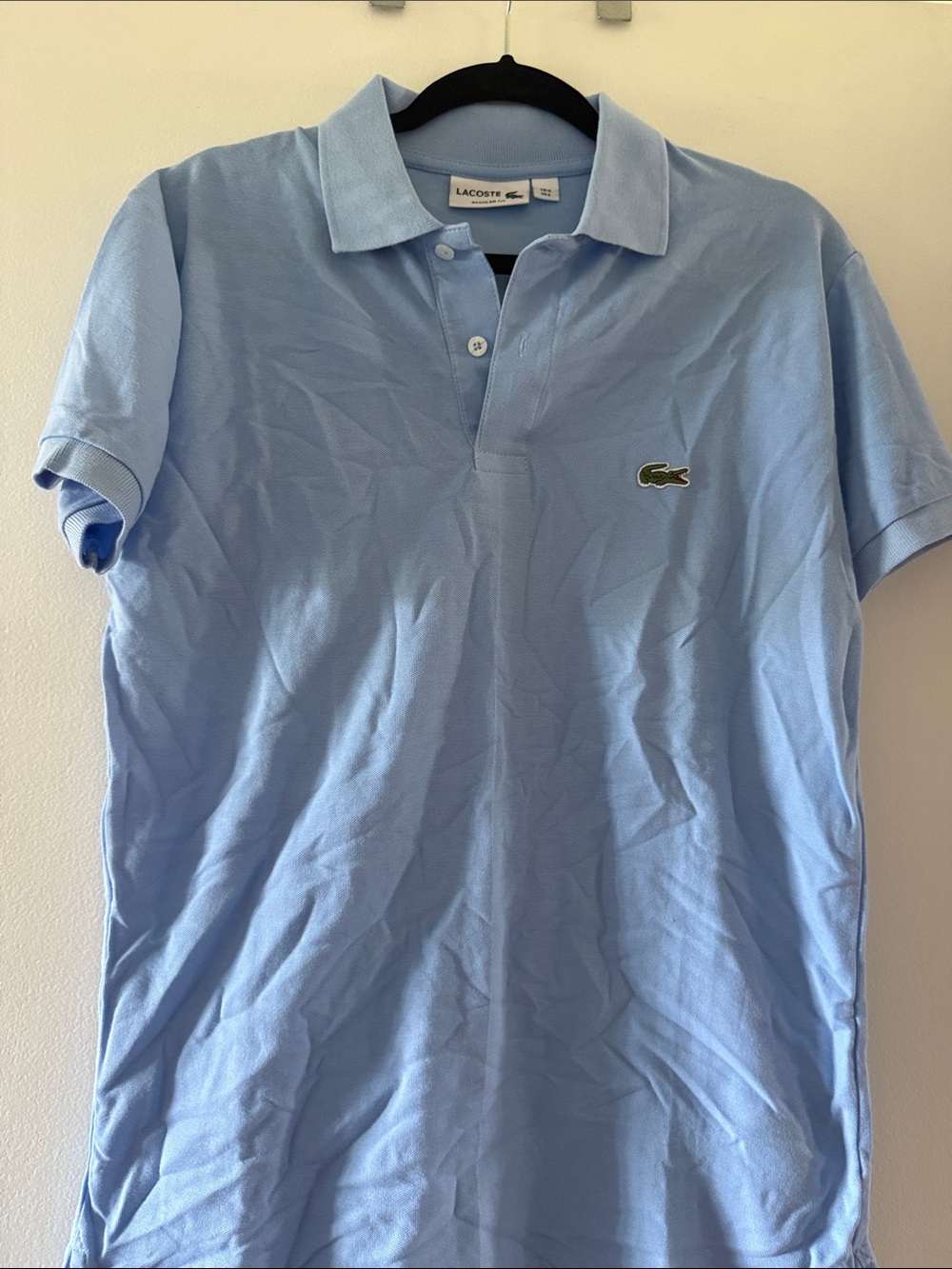Lacoste Men's Light Blue Pique Polo with Signature Crocodile US 5